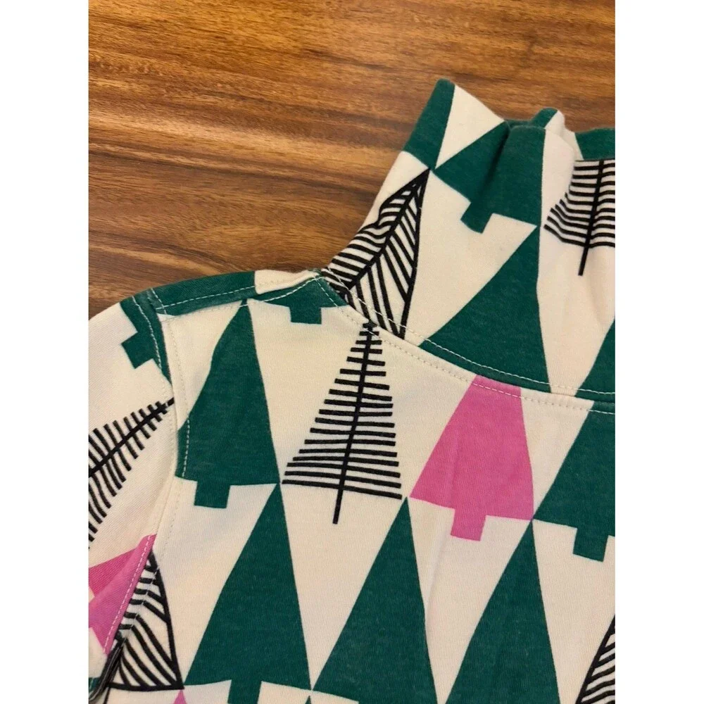 Hanna Andersson Holiday Turtleneck, Tree Print, Size 3T